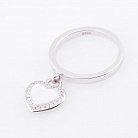 Срібний перстень сердечко з фіанітами 111975 от ювелирного магазина Оникс - 1