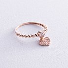 Золотое кольцо "Сердечко" с фианитами к07051 от ювелирного магазина Оникс - 3