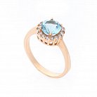 Золотое кольцо с голубым топазом и фианитами к02124т от ювелирного магазина Оникс
