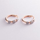 Золотые серьги - кольца с фианитами с05310 от ювелирного магазина Оникс - 2