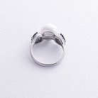 Серебряное кольцо "Сердечки" с жемчугом, синт. сапфирами и фианитами 1836/1р-PWTNS от ювелирного магазина Оникс - 2