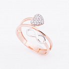Золотое кольцо "Сердце и бесконечность" с фианитом к05144 от ювелирного магазина Оникс