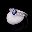 Золотое кольцо с синим сапфиром и бриллиантами C01017R от ювелирного магазина Оникс - 1