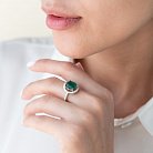 Серебряное кольцо с хризопразом и фианитами 111508 от ювелирного магазина Оникс - 1
