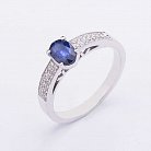 Золотое кольцо с синим сапфиром и бриллиантами C01017R от ювелирного магазина Оникс