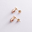 Золоті сережки - пусети "Альма" (рожеві фіаніти, перли) с08252 от ювелирного магазина Оникс - 6