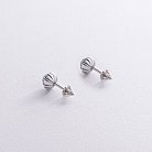 Серебряные серьги - пусеты с сапфиром нано 122081 от ювелирного магазина Оникс - 3