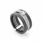 Керамическое кольцо с серебряной вставкой (фианиты) 59627 от ювелирного магазина Оникс