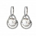 Срібні сережки з культ. прісн. перлами і фіанітами 12727 от ювелирного магазина Оникс - 2