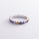 Серебряное кольцо с дорожкой разноцветных камней 112718 от ювелирного магазина Оникс - 3