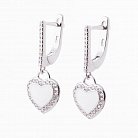 Серебряные серьги сердечки с фианитами 122036 от ювелирного магазина Оникс - 1