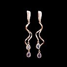 Золотые сережки спиральки с натуральными камнями с02818 от ювелирного магазина Оникс - 3