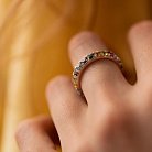 Золотое кольцо с дорожкой разноцветных натуральных камней к07582 от ювелирного магазина Оникс - 6