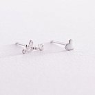 Срібні сережки - пусети "Love" з емаллю 123136 от ювелирного магазина Оникс