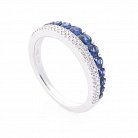 Золотое кольцо с синими сапфирами и бриллиантами кб0186лг от ювелирного магазина Оникс