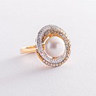 Золотое кольцо "Круговорот" с бриллиантами и жемчугом к954 от ювелирного магазина Оникс
