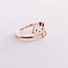 Золотое детское кольцо "Hello Kitty" (эмаль, фианиты) к03449 от ювелирного магазина Оникс