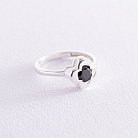 Серебряное кольцо "Клевер" с черным фианитом 112002 от ювелирного магазина Оникс