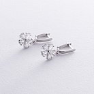 Срібні сережки "Квітка" з фіанітами 121198 от ювелирного магазина Оникс - 3