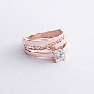 Золотое помолвочное кольцо с фианитами к03362 от ювелирного магазина Оникс