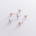 Золоті сережки - пусети "Зірки метеорити" з фіанітами с07906 от ювелирного магазина Оникс - 3