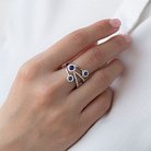 Золотое кольцо с синими сапфирами и бриллиантами к684 от ювелирного магазина Оникс - 1