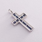 Золотой крестик с синими сапфирами и бриллиантами п338 от ювелирного магазина Оникс - 2