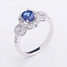 Золотое кольцо с синим сапфиром и бриллиантами к414 от ювелирного магазина Оникс - 2