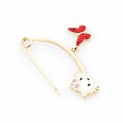 Золотая булавка "Hello Kitty и бабочка" зак00257 от ювелирного магазина Оникс - 1