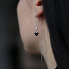 Срібні сережки "Сердечка" (емаль, фіаніти) 122206 от ювелирного магазина Оникс - 3