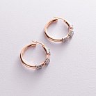 Золотые серьги - кольца с фианитами с05310 от ювелирного магазина Оникс