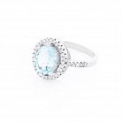 Серебряное кольцо с голубым топазом и фианитами 111453 от ювелирного магазина Оникс - 1