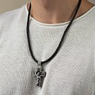 Чоловічий православний хрест "Розп'яття" з ебенового дерева та срібла 970 от ювелирного магазина Оникс - 1