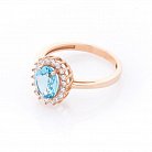 Золотое кольцо с голубым топазом и фианитами к04629 от ювелирного магазина Оникс - 4