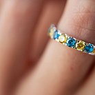 Серебряное кольцо с дорожкой голубых и желтых камней 112664 от ювелирного магазина Оникс - 10