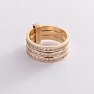 Золотое тройное кольцо (фианиты) к02644 от ювелирного магазина Оникс - 3