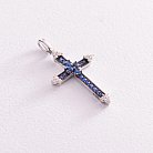 Золотой крестик с синими сапфирами и бриллиантами 1П759-0149 от ювелирного магазина Оникс