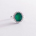 Серебряное кольцо с хризопразом и фианитами 111476 от ювелирного магазина Оникс