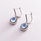 Серебряные серьги с голубыми топазами и фианитами 121355 от ювелирного магазина Оникс - 2