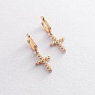 Золотые сережки "Крестики" с фианитами с02439 от ювелирного магазина Оникс - 4