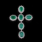 Срібний хрестик із зеленими фіанітами 131898 от ювелирного магазина Оникс