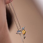 Серебряные серьги - протяжки "Колибри" (синие и желтые камни) 530 от ювелирного магазина Оникс - 2