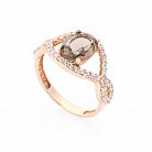 Золотое кольцо (дымчатый кварц, фианиты) к02371 от ювелирного магазина Оникс