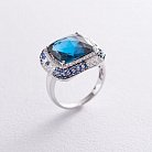 Золотое кольцо с бриллиантами, сапфирами и топазом "Лондон голубой" кб0084A1 от ювелирного магазина Оникс
