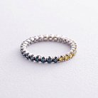 Золота каблучка з доріжкою каменів (сині та жовті діаманти) кб0507di от ювелирного магазина Оникс - 4