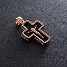 Мужской православный крест "Распятие" из эбенового дерева и золота п00225 от ювелирного магазина Оникс - 5
