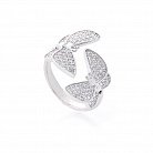 Серебряное кольцо с фианитами "Бабочки" 112039 от ювелирного магазина Оникс