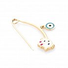 Золотая булавка "Hello Kitty и Глаз Фатимы" зак00255 от ювелирного магазина Оникс - 1