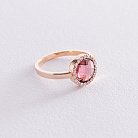 Золотое кольцо с розовым и белыми фианитами к06830 от ювелирного магазина Оникс