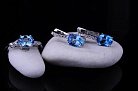 Женское кольцо с голубым топазом (фианиты) 111429 от ювелирного магазина Оникс - 1